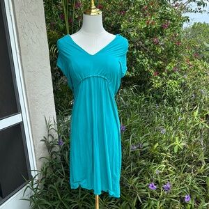 Vibrant Teal V-Neck Dress